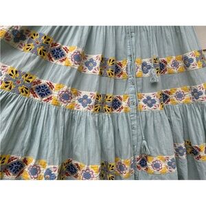 Embroidered Maxi Dress in Blue and Yellow